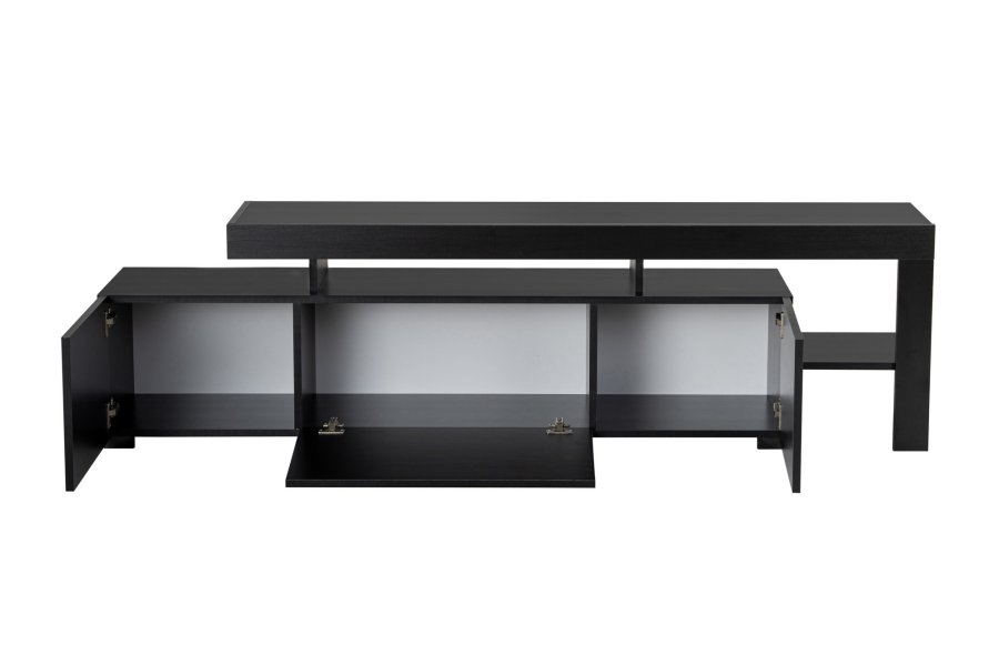 NORDVRK Beliz TV-bord, m. PVC-kant LED-lys - tre svart melamin (192x37)