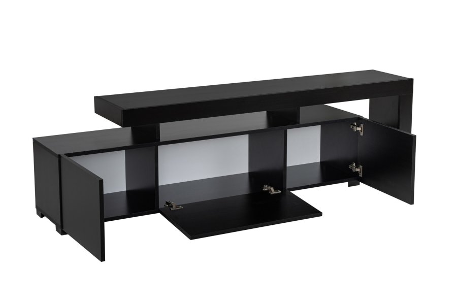 NORDVRK Beliz TV-bord, m. PVC-kant LED-lys - tre svart melamin (192x37)