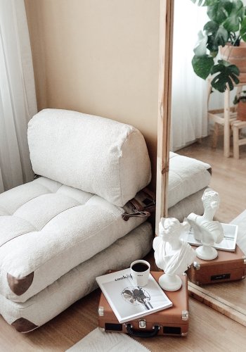 NORDVRK Fold Teddy - Kremfarget 1-manns sovesofa