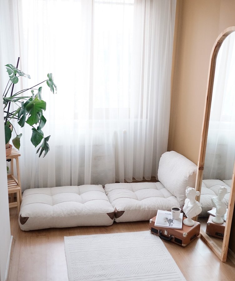 NORDVRK Fold Teddy - Kremfarget 1-manns sovesofa