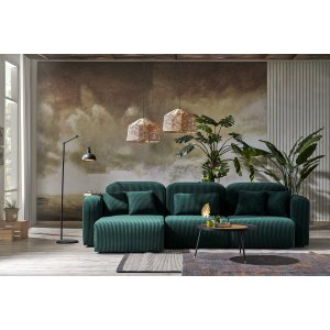 NORDVÄRK Kuba hjrnesofa - grn polyester fljl