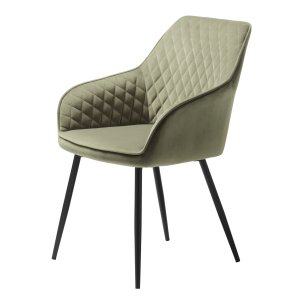 Milton spisebordsstol, m. armln - olivengrn fljl og sort metal