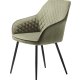Milton spisebordstol, m. armlener - olivengrnn flyel og svart metall