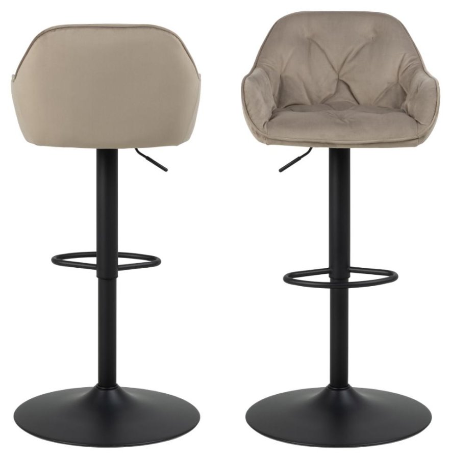 ACT NORDIC Brooke barstol, m. rygln, armln, drejefunktion, gaspatron - beige fljl og sort stl