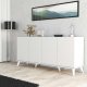 FUNZI LIVING Elegantes Sideboard mit 4 Türen und 2 Regalen – weißes Melamin