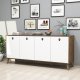 FUNZI LIVING Elite Sideboard, mit 4 Türen und 2 Regalen - walnussfarbenes und weißes Melamin