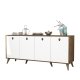 FUNZI LIVING Elite Sideboard, mit 4 Türen und 2 Regalen - walnussfarbenes und weißes Melamin