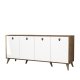 FUNZI LIVING Elite Sideboard, mit 4 Türen und 2 Regalen - walnussfarbenes und weißes Melamin