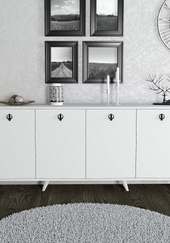 FUNZI LIVING Elite Sideboard, mit 4 Türen und 2 Regalen - weißes Melamin