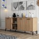 FUNZI LIVING Aurora Sideboard mit 3 Türen und 3 Regalen - eichenfarbenes Melamin und Metall