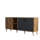 FUNZI LIVING Exxen Sideboard mit 3 Türen und 3 Regalen - walnussfarbenes und anthrazitgraues Melamin und Holz