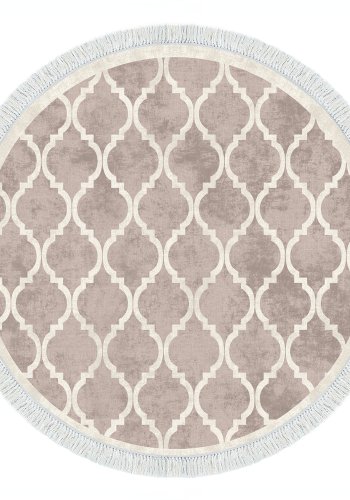 TEPPI ALN400601KR18 gulvtppe, m. mnster, rund - multifarvet polyester (180)