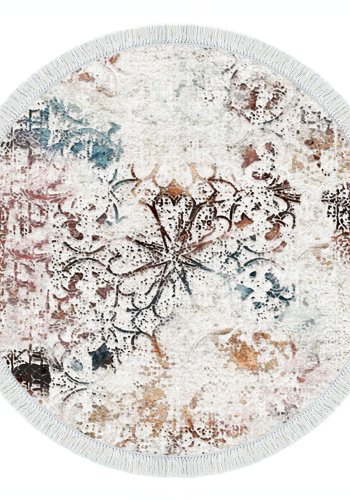 TEPPI ALN400609RN12 gulvtppe, m. mnster, rund - multifarvet polyester (160)