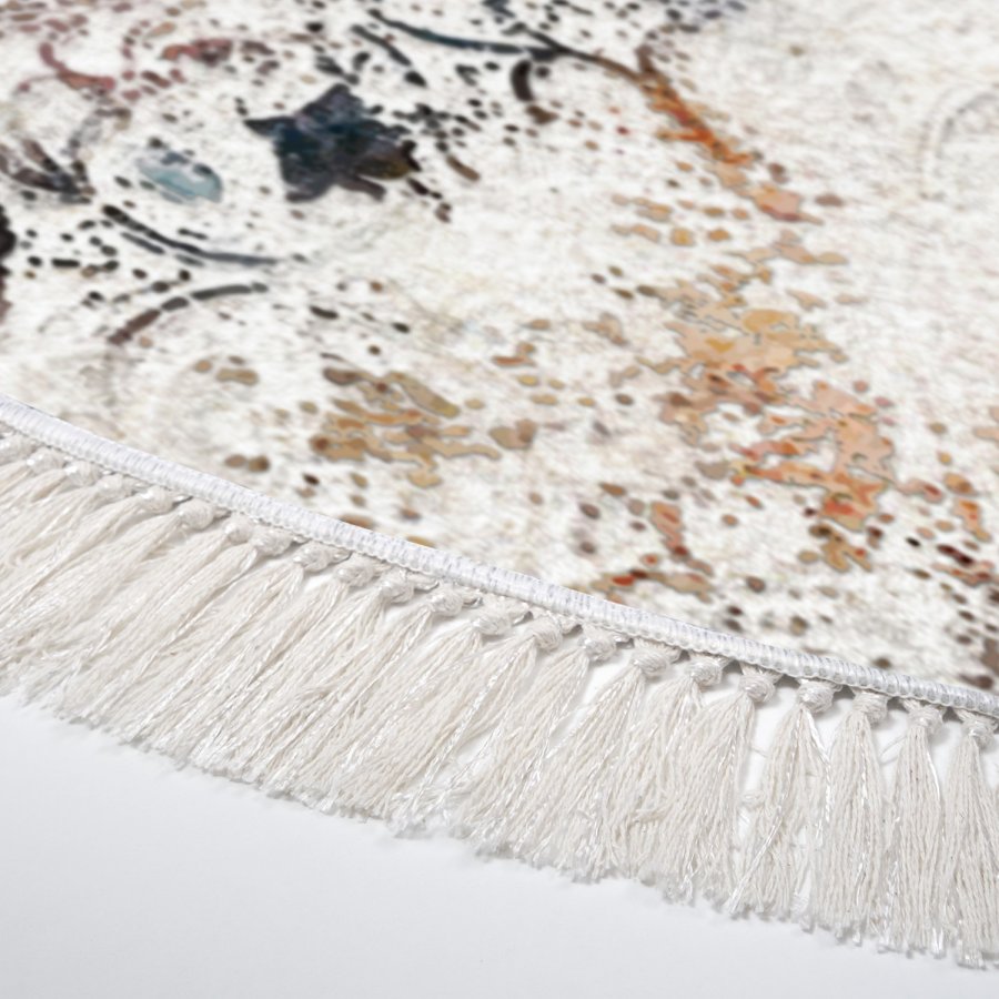 TEPPI ALN400609RN17 Hall gulvtppe, m. mnster, rund - multifarvet polyester (100)