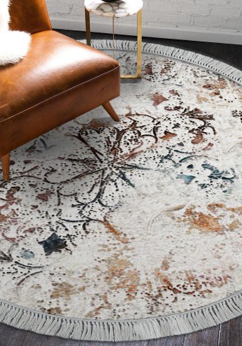 TEPPI ALN400609RN18 gulvtppe, m. mnster, rund - multifarvet polyester (180)