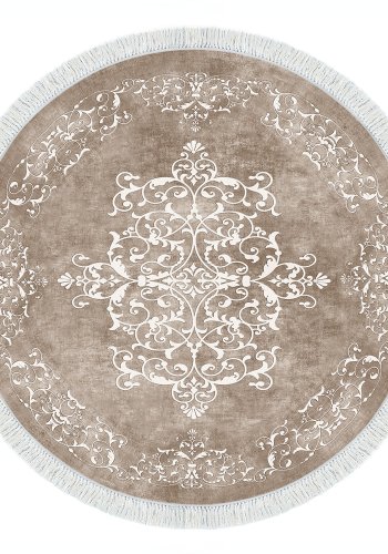 TEPPI ALN400616BJ12 gulvtppe, m. mnster, rund - beige og hvid polyester (160)