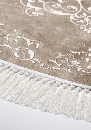 TEPPI ALN400616BJ18 gulvtppe, m. mnster, rund - beige og hvid polyester (180)