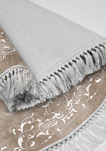 TEPPI ALN400616BJ18 gulvtppe, m. mnster, rund - beige og hvid polyester (180)