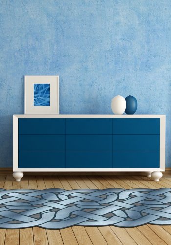 TEPPI ALN600147MV08 gulvtppe, m. mnster, rektangulr - bl polyester (180x280)