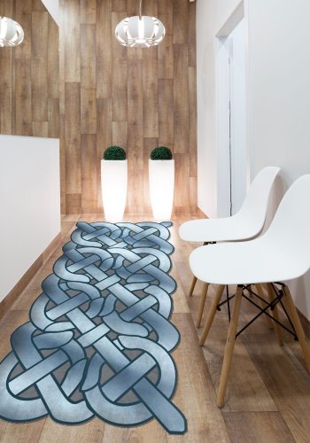 TEPPI ALN600147MV08 gulvtppe, m. mnster, rektangulr - bl polyester (180x280)