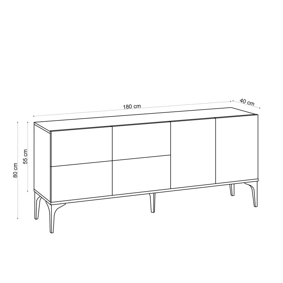 FUNZI LIVING Laika Sideboard, mit 6 Türen und 2 Regalen - Saphir-Eichenfarbenes Melamin