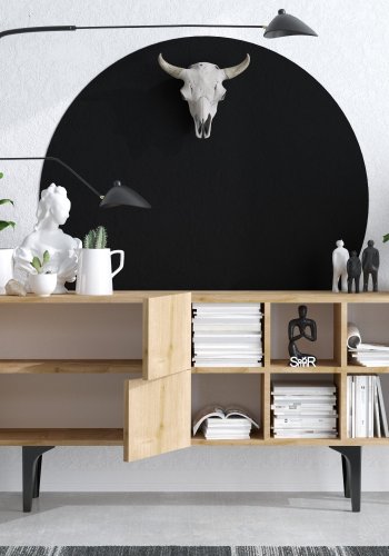 FUNZI LIVING Sirius Sideboard, mit 4 Türen und 2 Regalen - Melamin in Saphir-Eiche-Farbe
