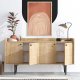 FUNZI LIVING Navi Sideboard, m. 4 Türen und 2 Regalen - Saphir-Eichenfarbenes Melamin