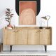 FUNZI LIVING Navi Sideboard, m. 4 Türen und 2 Regalen - Saphir-Eichenfarbenes Melamin