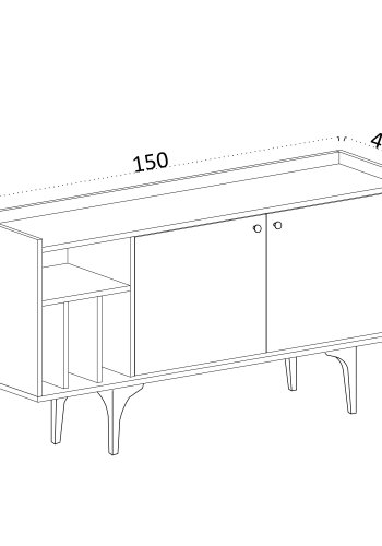 FUNZI LIVING Canopus Sideboard, m. 2 Türen und 2 Regalen - Saphir-Eichenfarbenes Melamin