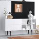 FUNZI LIVING Alpha Sideboard, m. 4 Türen, 1 Regal und 6 Fächer - weißes Melamin