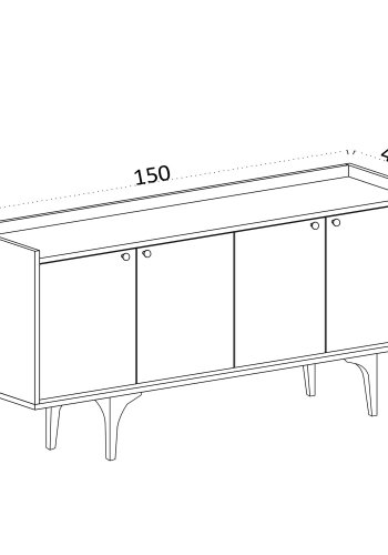 FUNZI LIVING Eris Sideboard, mit 4 Türen und 2 Regalen - weißes Melamin