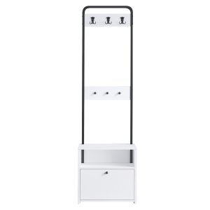 FUNZI LIVING Tina entrést, m. 3 knager, 1 lge og 1 hylde - hvid melamin