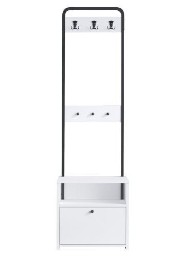 FUNZI LIVING Tina entresett, med 3 kroker, 1 dr og 1 hylle - hvit melamin