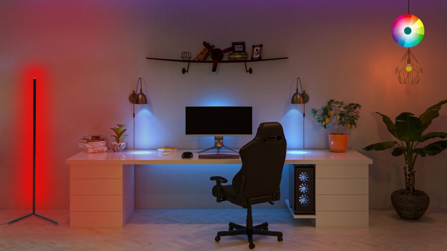 LUMI Lumos flerfarget gulvlampe - sort aluminium