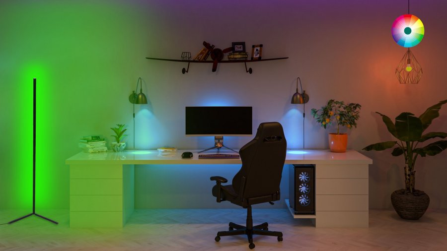 LUMI Lumos flerfarget gulvlampe - sort aluminium