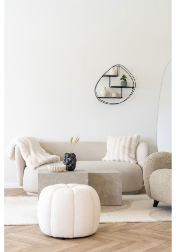 HOUSE NORDIC Galena rutete, rektangulr - hvit polyester fuskepels (130x180)