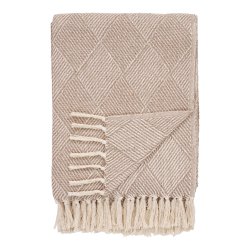 HOUSE NORDIC Bursa plaid, rektangul�r - taupe genanvendt bomuld og polyester (130x180) - HOUSE NORDIC