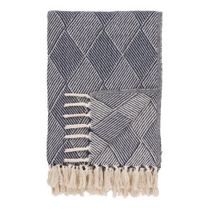 HOUSE NORDIC Izmir plaid, rektangulr - bl genanvendt bomuld og polyester (130x180)