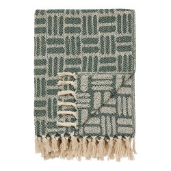 HOUSE NORDIC�Adana plaid, m. frynser, rektangul�r - gr�n genanvendt bomuld/polyester (180x130) - HOUSE NORDIC