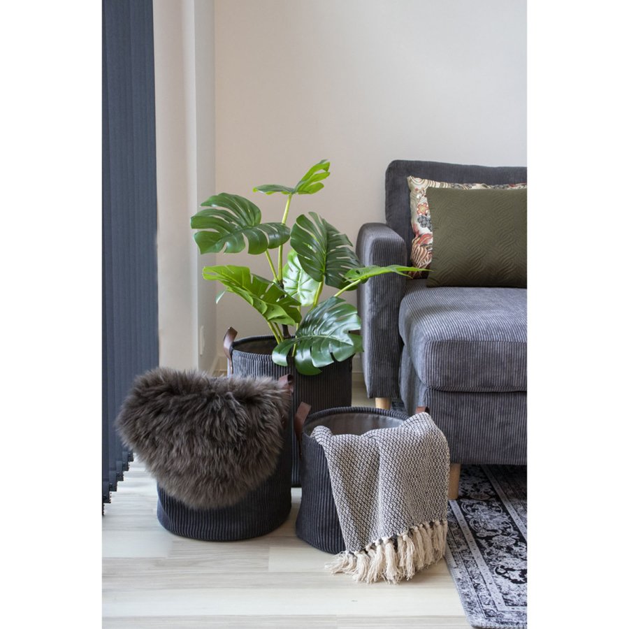 HOUSE NORDIC rektangulr Cort-pledd - gr bomull (160x130)