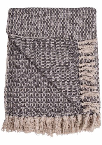 HOUSE NORDIC rektangulr Cort-pledd - gr bomull (160x130)