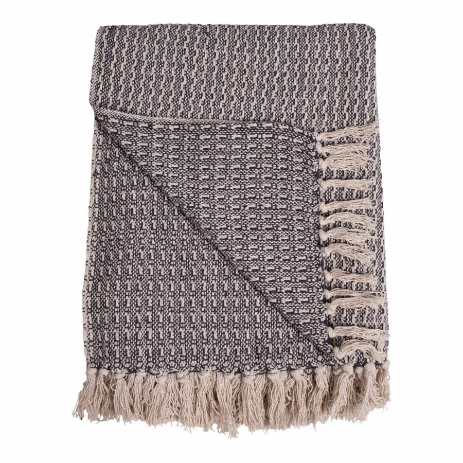 HOUSE NORDIC rektangulr Cort-pledd - gr bomull (160x130)