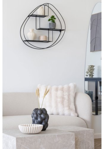 HOUSE NORDIC Galena pyntepute, firkantet - hvit polyester fuskepels (45x45)