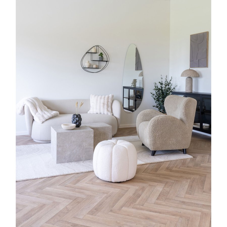 HOUSE NORDIC Galena pyntepute, firkantet - hvit polyester fuskepels (45x45)