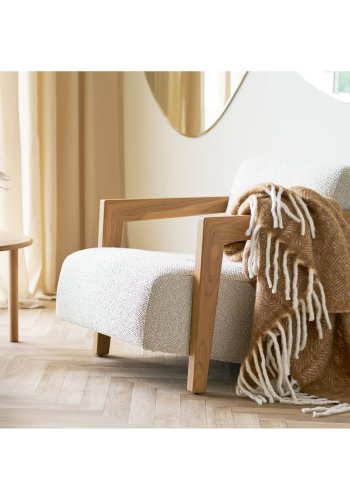 HOUSE NORDIC Karamellpl&auml;d, med fransar, rektangul&auml;r - brun ull/polyester (170x130)