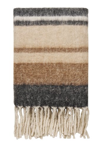 HOUSE NORDIC Karamellpl&auml;d, med fransar, rektangul&auml;r - svart/brun ull/polyester (170x130)