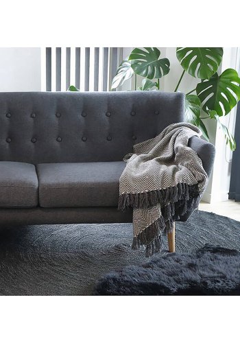 HOUSE NORDIC lammeskinn - svart, ekte New Zealand-skinn (85x50)