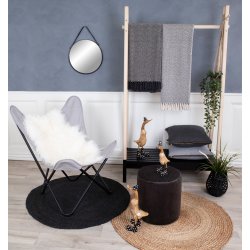 Bombay gulvtppe - natur bomuld/jute, rund (90)