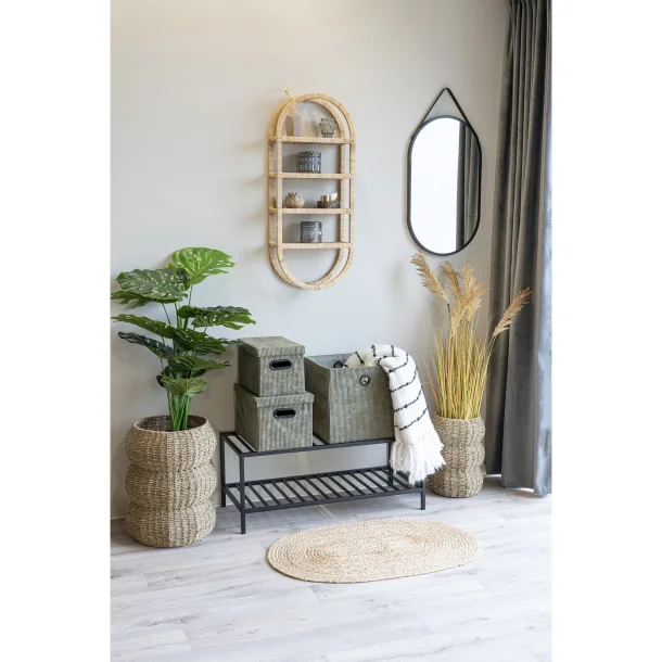 Drmtte i flettet jute, natur, oval, 50x80 cm