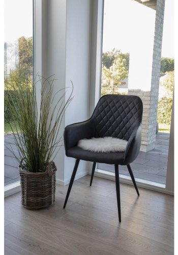 HOUSE NORDIC imitert lammeskinnspute, rund - hvit polyester (35)